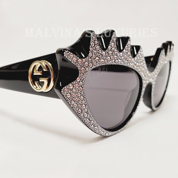 GUCCI SUNGLASSES GG0781S HOLLYWOOD FOREVER CRYSTAL CAT EYE ACETATE $1,200 main image 14